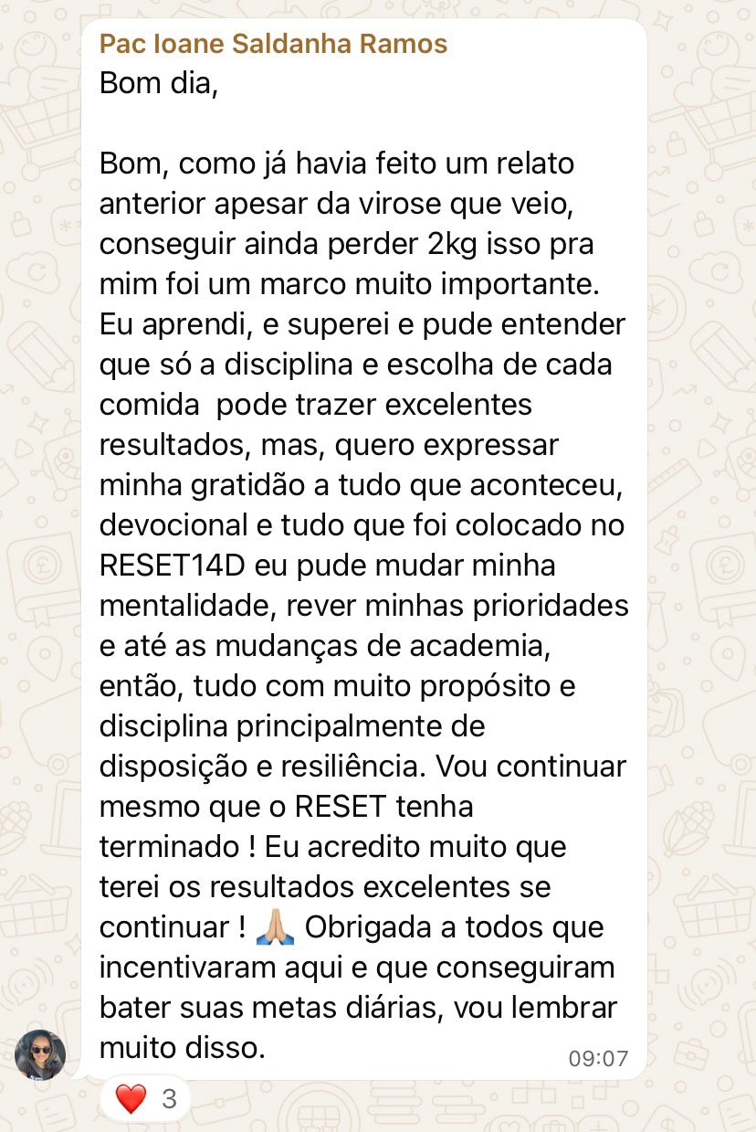 Depoimento real de participante do Reset14D 1